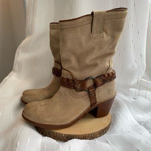 Frye Boots Carmen Braided Harness Suede